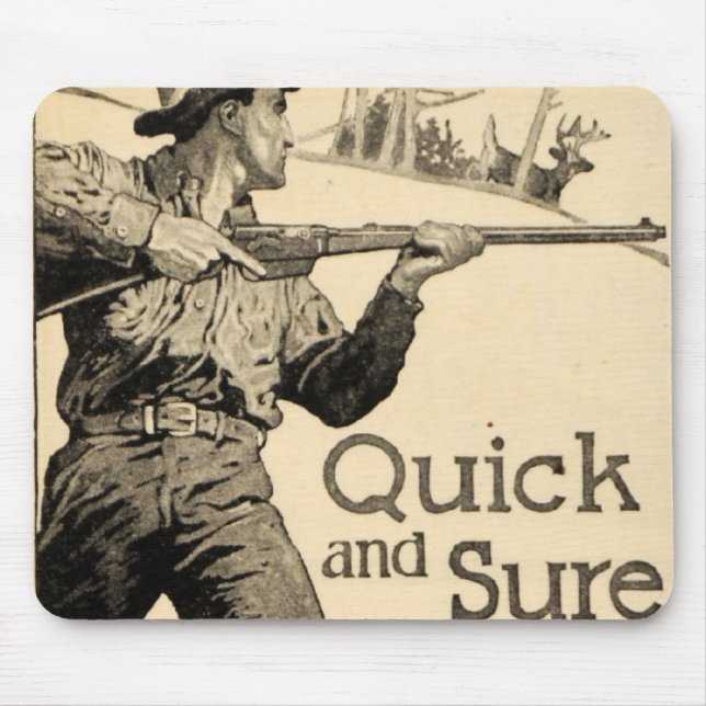 Vintage Remington Rifle Ad Gun Quick Sure Mousepad (Front)