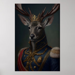 Vintage Renaissance Military Painting Deer Stag Poster