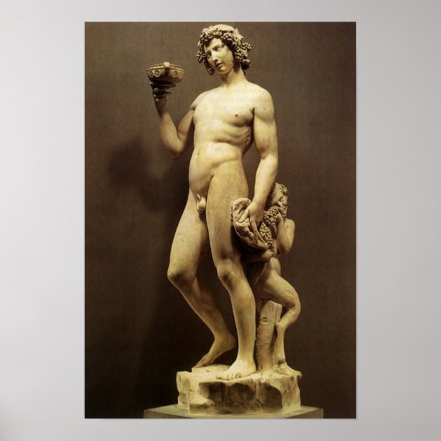 Vintage Renaissance Statue Bacchus by Michelangelo Poster (Front)