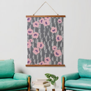 Vintage René Crevel French Art Deco Pink Floral Hanging Tapestry