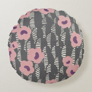 Vintage René Crevel French Art Deco Pink Floral Round Pillow