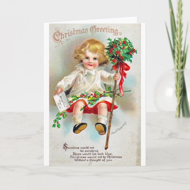 Vintage Reproduction Christmas Art Holiday Card (Front)