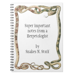 Vintage Reptiles, Entwined Snakes or Vipers Border Notebook