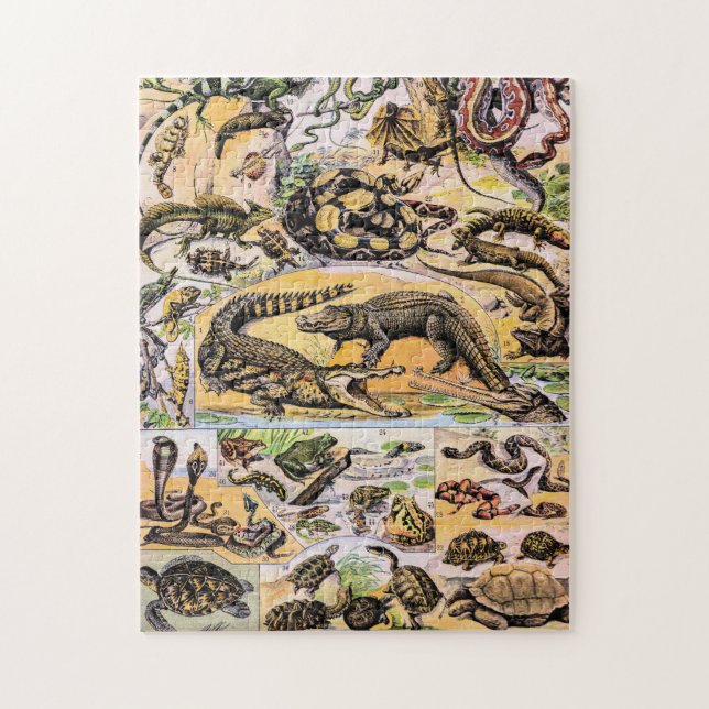 Vintage Reptiles Illustration by Adolphe Millot  Jigsaw Puzzle (Vertical)