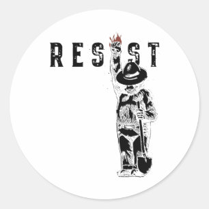 Vintage Resist Bear Graphic Distressed Retro Style Classic Round Sticker