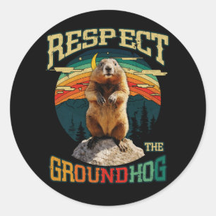 Vintage Respect the Groundhog Funny Woodchuck Grou Classic Round Sticker