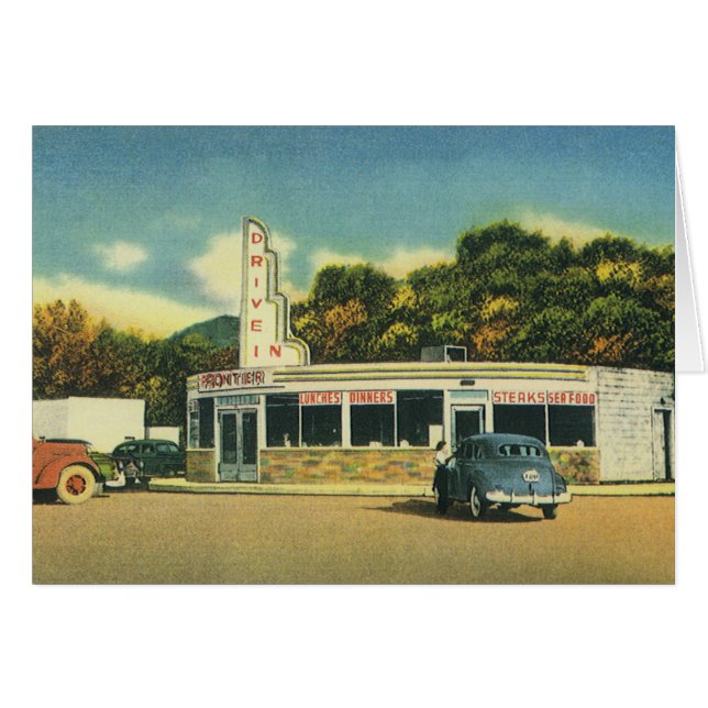 Vintage Restaurant, 50s Drive In Diner and Cars (Front Horizontal)