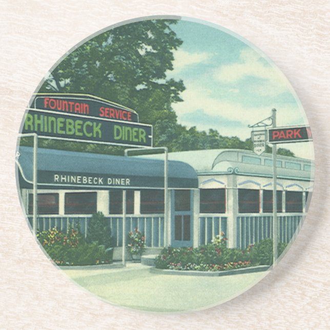 Vintage Restaurant, Retro Rhinebeck Roadside Diner Coaster (Front)