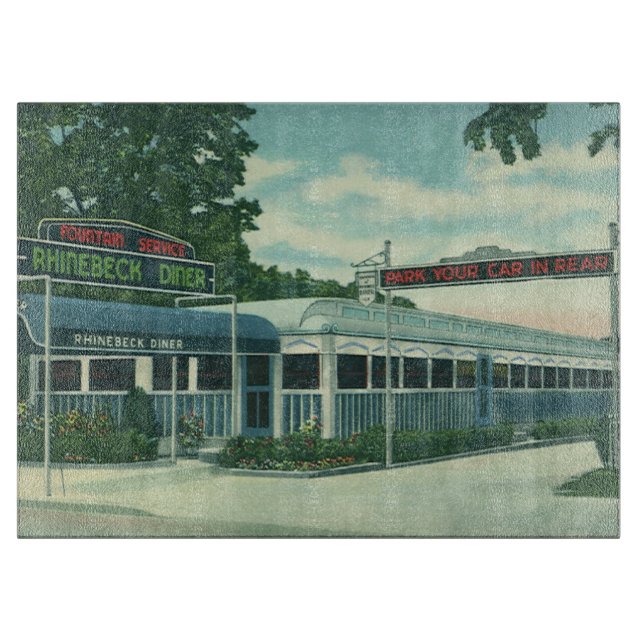 Vintage Restaurant, Retro Rhinebeck Roadside Diner Cutting Board (Front)