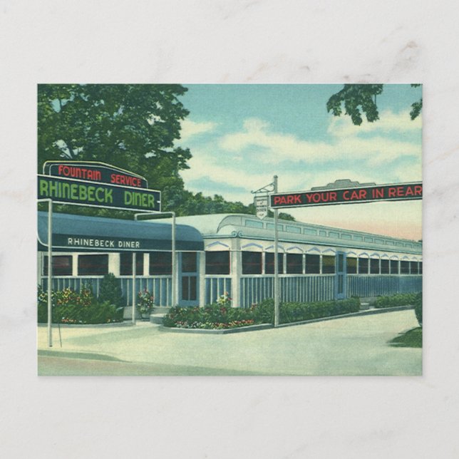Vintage Restaurant, Retro Rhinebeck Roadside Diner Postcard (Front)