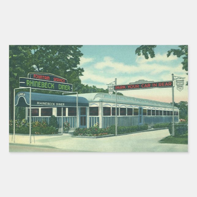 Vintage Restaurant, Retro Rhinebeck Roadside Diner Sticker (Front)