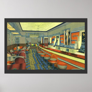Vintage Restaurant, Retro Roadside Diner Interior Poster