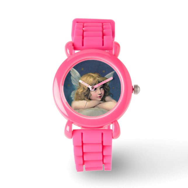 Vintage Resting Angel Watch with Glitter Strap (Front)