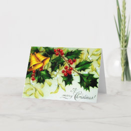 Vintage Restoration Bells and Holly Christmas Holiday Card