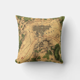 Vintage Restored Map of Battle of Gettysburg, 1863 Throw Pillow