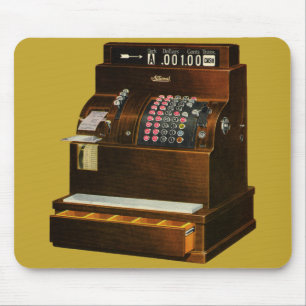 Vintage Retail Business, Antique Cash Register Mouse Pad