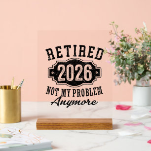 Vintage Retired 2026 Milestone Achievement Badge Acrylic Sign