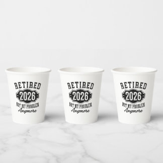Vintage Retired 2026 Milestone Achievement Badge Paper Cups