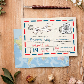 Vintage Retirement Party Invitation - Airplane 3