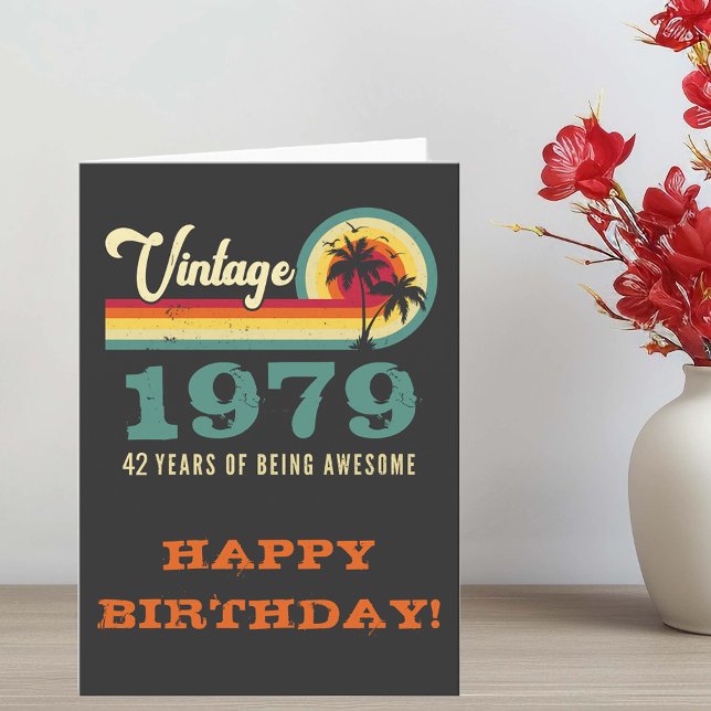 Vintage Reto Distressed Birthday Custom Year Age  Card (Creator Uploaded)