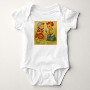 Vintage/retro 1950s Easter egg hunt Baby Bodysuit