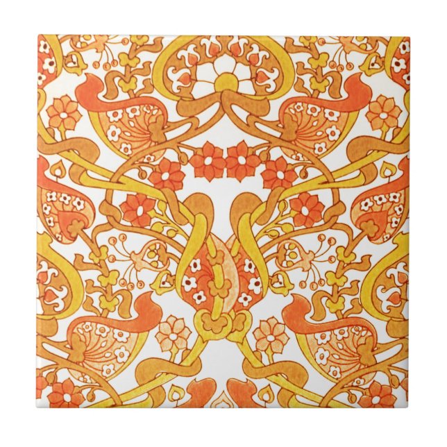 Vintage Retro 1960s Tangerine Tile (Front)