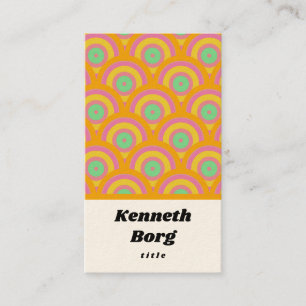 Vintage retro 1970 seventies pink aqua business card