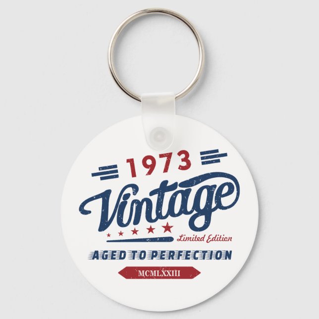 Vintage Retro 1973 Limited Edition Birthday Gift Keychain (Front)