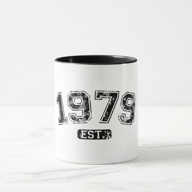 Vintage Retro 1979 Grunge Est. Established Graphic Mug (Center)