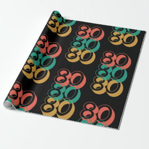 Vintage Retro 1980 Red Green Yellow  Wrapping Paper