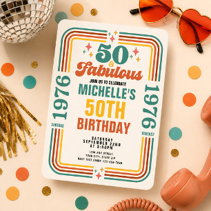 Vintage Retro 50 And Fabulous Birthday Invitation