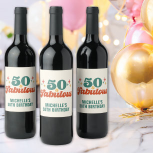 Vintage Retro 50 And Fabulous Birthday Wine Label