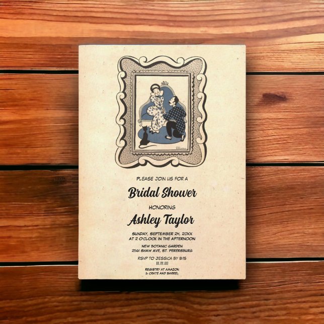 Vintage Retro 50s Romantic Rustic Bridal Shower Invitation (Creator Uploaded)