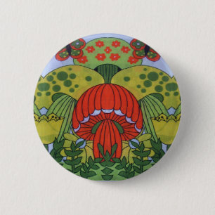 Vintage Retro 60's Hippie Mushroom Print Badge 2 Inch Round Button