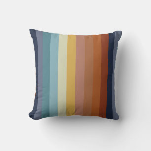 Vintage retro 70s 60s vibe stripes throw pillow