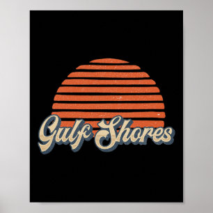 Vintage Retro 70s 80s Gulf Shores Alabama Poster