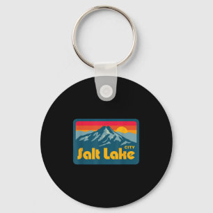 Vintage Retro 70s 80s Salt Lake City Utah Mountain Keychain