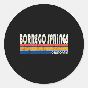 Vintage Retro 70s 80s Style Hometown of Borrego Classic Round Sticker