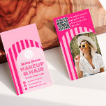 Vintage retro 70s neon pink arch photo makeup business card<br><div class="desc">A cool bold name makeup and hair business car with Vintage retro 70s neon pink and pastel pink arch with retro striped arch,  and geometric shapes.</div>