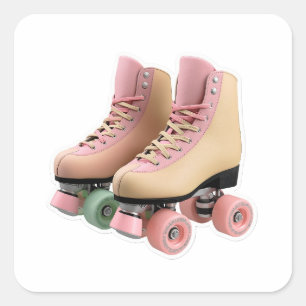 Vintage Retro 70s Pastel Roller Skates Die-Cut Sti Square Sticker