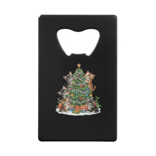 Vintage Retro 90's Cat Christmas Tree Pet Lover Pa Credit Card Bottle Opener