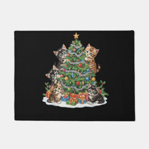 Vintage Retro 90's Cat Christmas Tree Pet Lover Pa Doormat