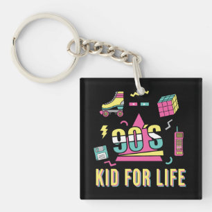Vintage Retro 90's Kid For Life 1990s Nineties Keychain
