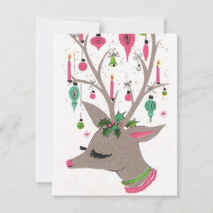 Vintage retro add message reindeer card