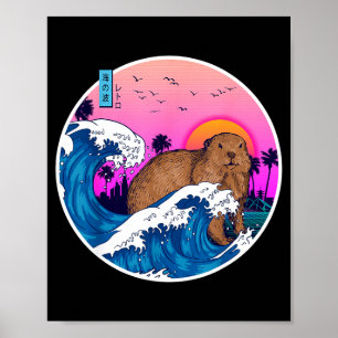 Vintage Retro Aesthetic Japan Great Wave Rodents G Poster