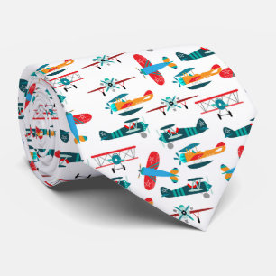 vintage retro airplane pattern tie