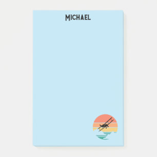 Vintage Retro Airplane& Sunset, Custom Name,Simple Post-it Notes
