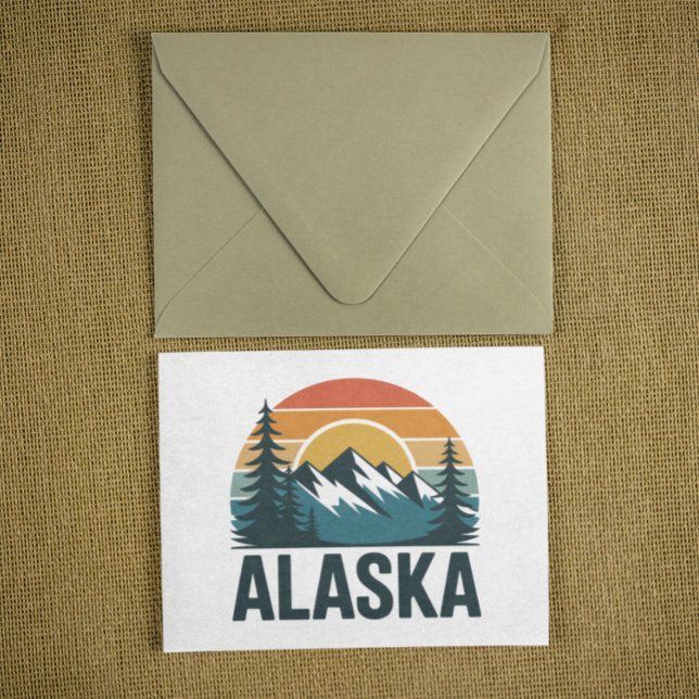 Vintage Retro Alaska Sunset Outdoor Adventure  Card (Vintage Retro Alaska Sunset Outdoor Adventure Card)
