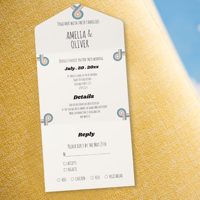 Vintage Retro All In One Wedding Invitation (Creator Uploaded)