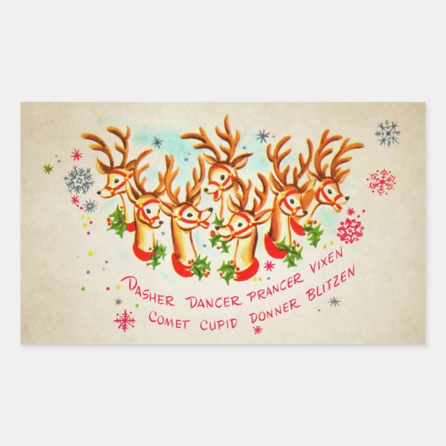 Vintage Retro All Santa’s Reindeer  Sticker (Front)